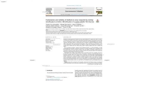 Fractionation and mobility of thallium in areas impacted by miningmetallurgical activities: Identification of a water-soluble Tl(I) fraction